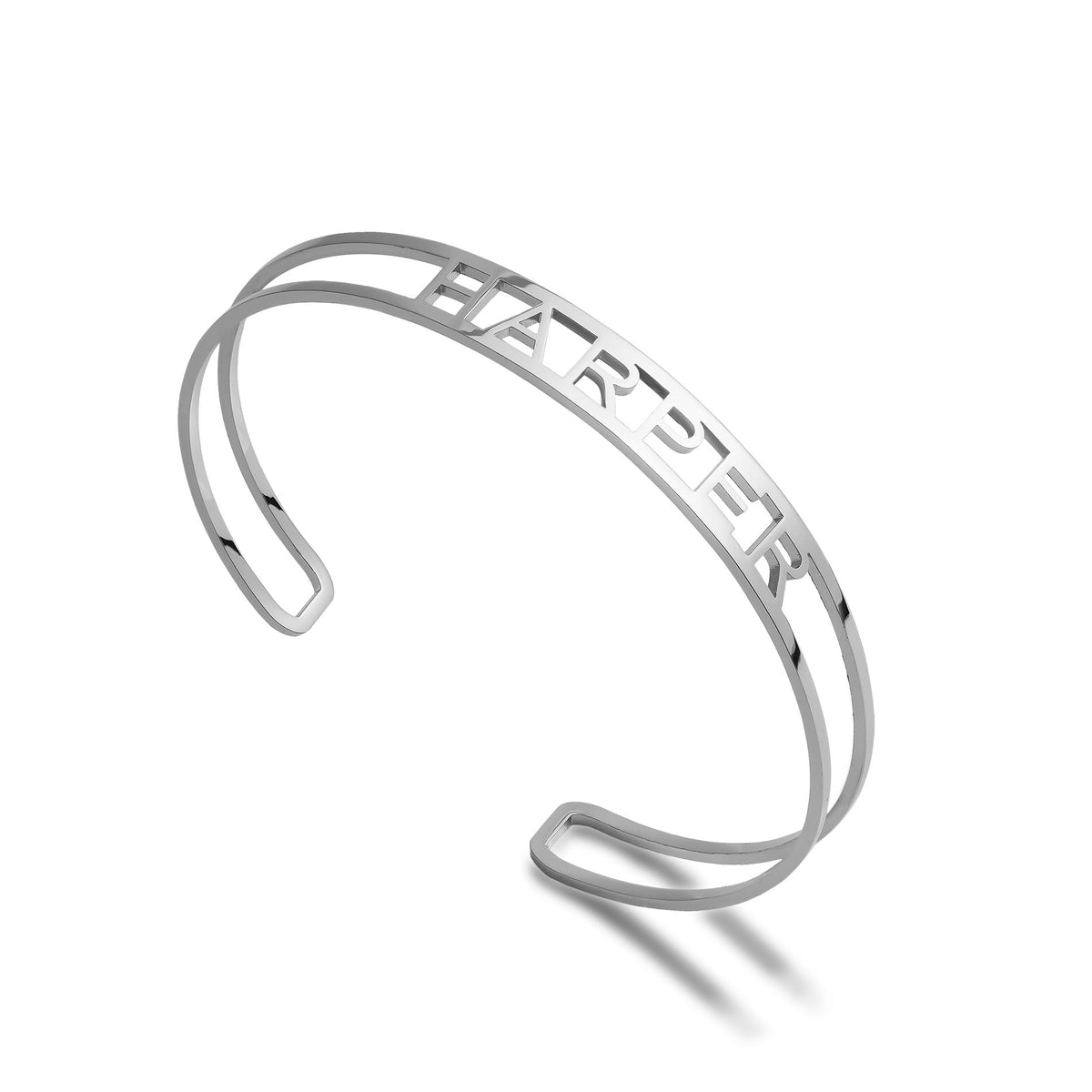 3D name bangle silver - Personalized