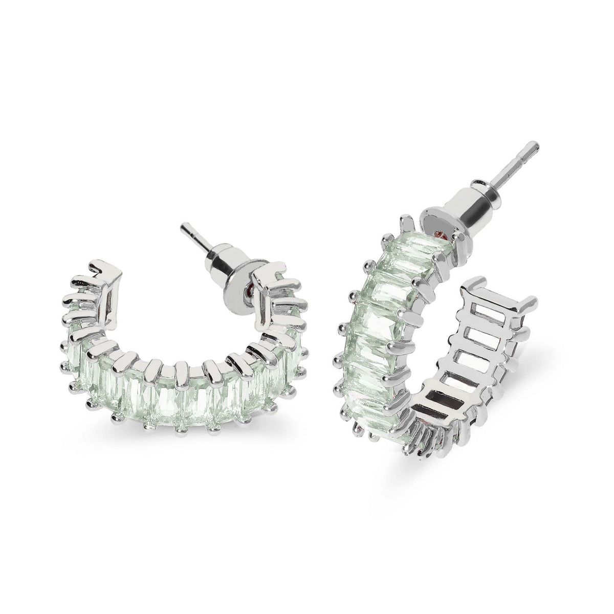 Coral stone earring green silver - Stainless steel