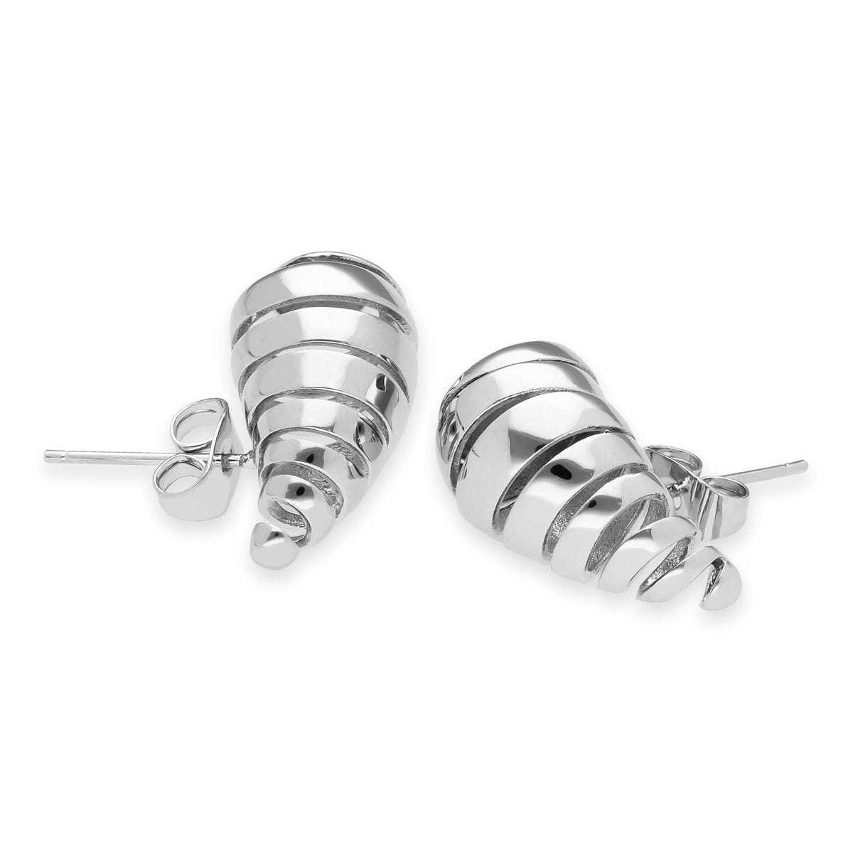 Curled drop earrings silver - Stainless steel