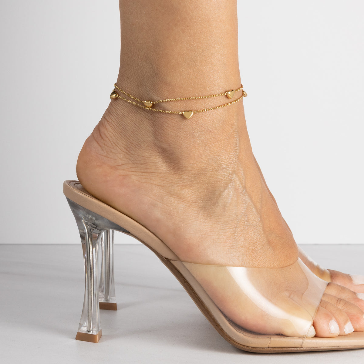 Double heart anklet gold - Stainless steel