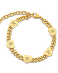 Five hearts bracelet gold - Personalized