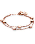 Double heart chain rosé gold - Stainless steel