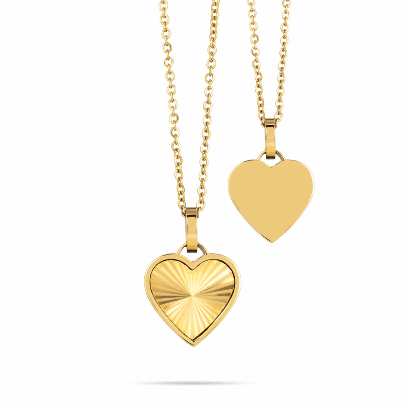 Sunray heart necklace gold - Personalized