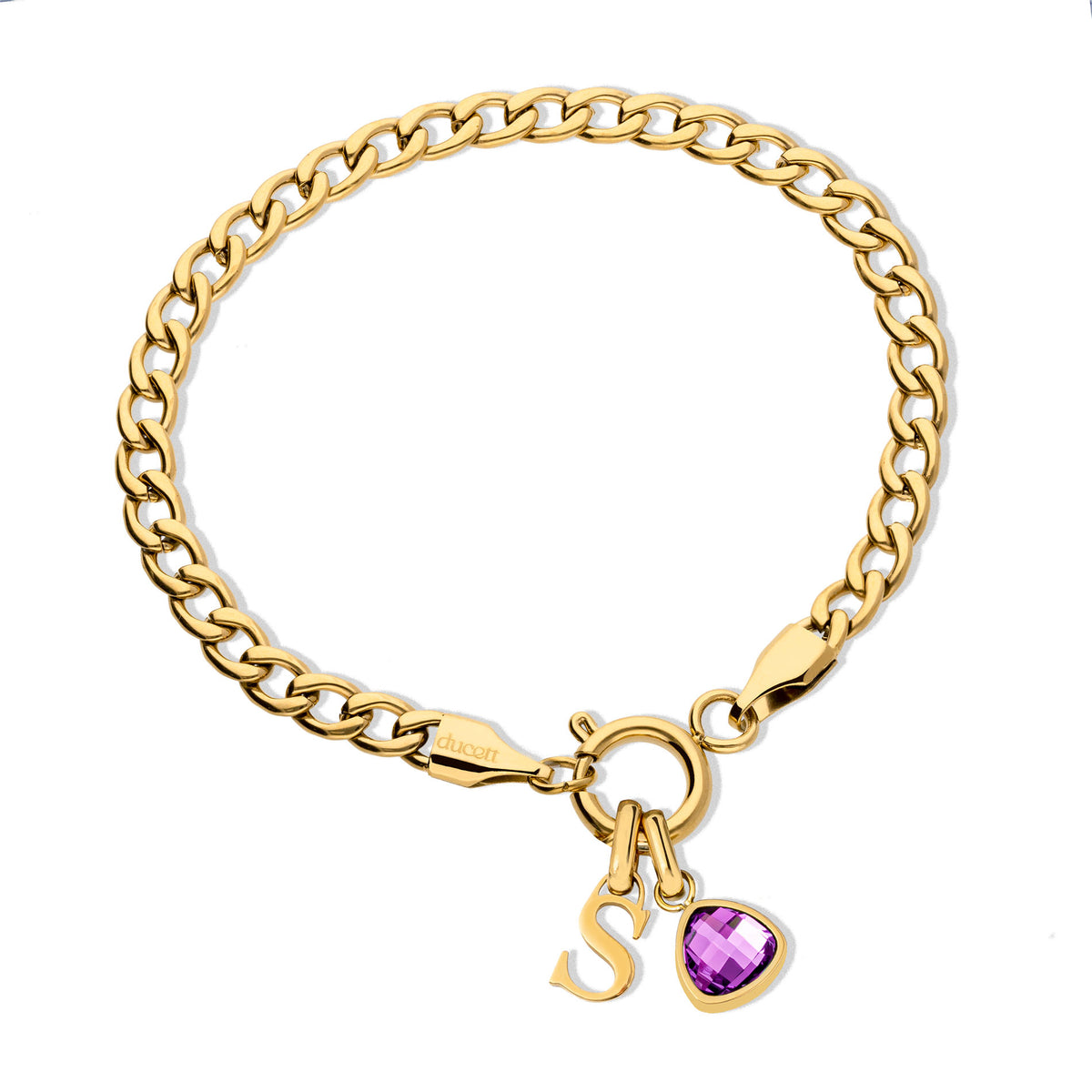 Letter & birthstone bracelet gold - Personalized