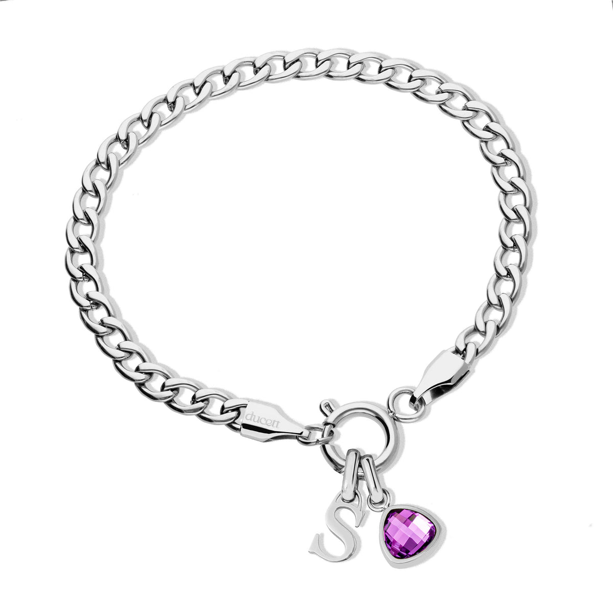 Letter & birthstone bracelet silver - Personalized