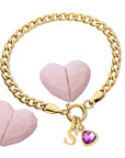 Letter & birthstone bracelet gold hearts