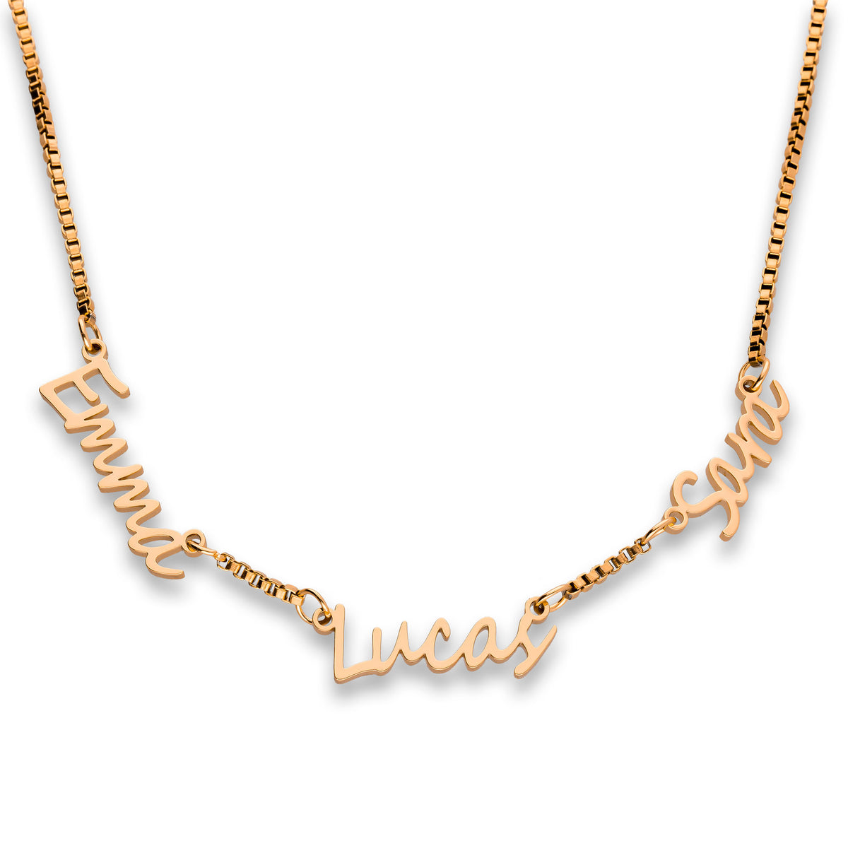 Multi name necklace rosé gold - Personalized