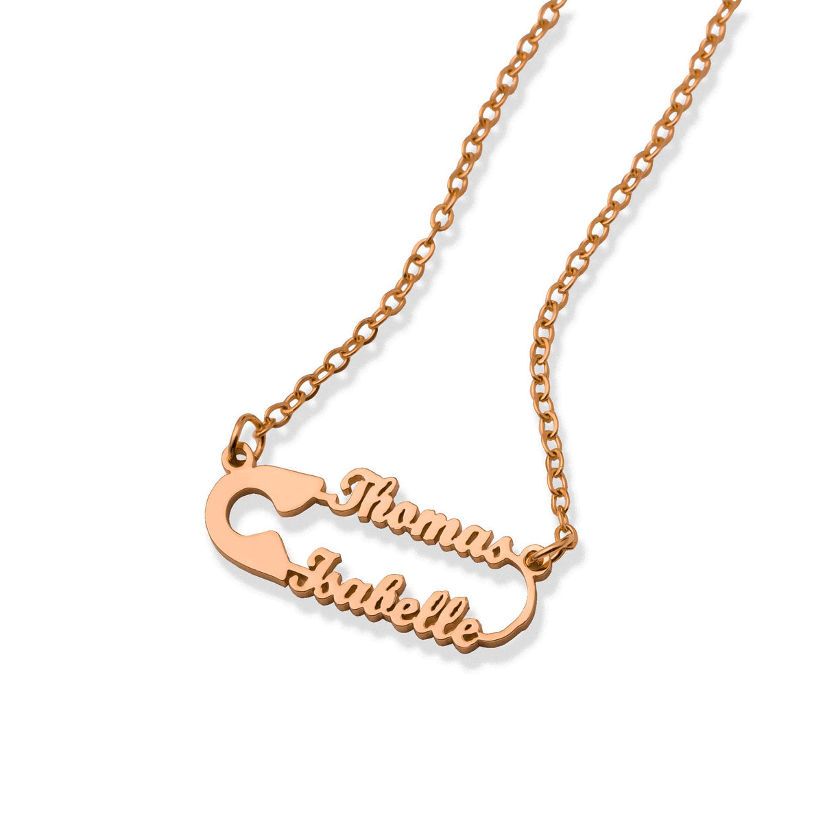 Safety pin necklace rosé gold - Personalized