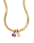 Letter & birtstone snake necklace gold - Personalized