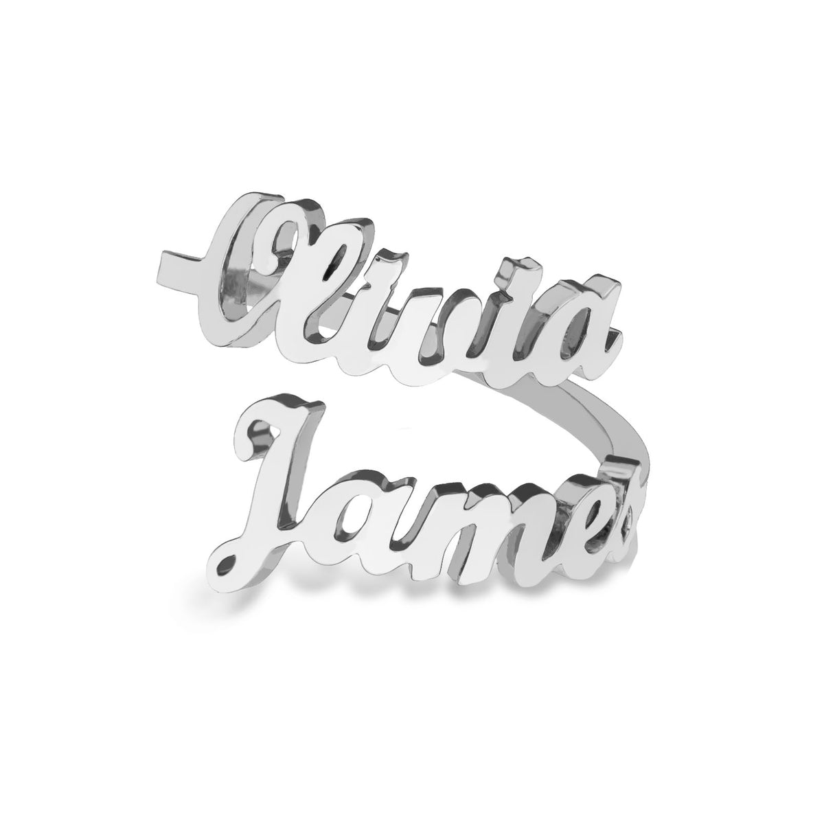 Two names ring silver - Personalized