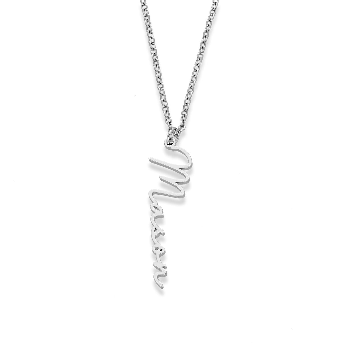 Vertical name necklace silver - Personalized