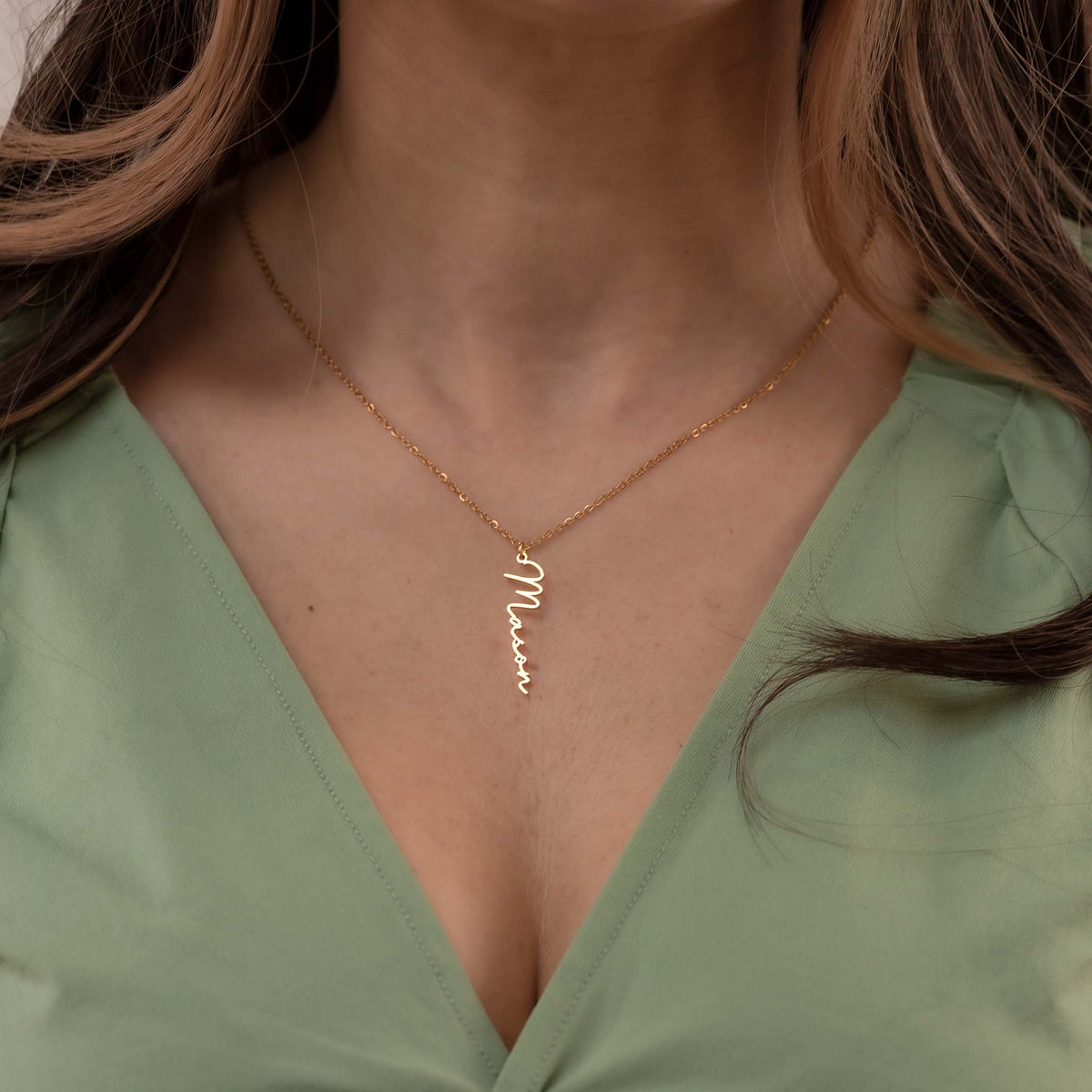 Vertical name necklace - Stainless steel