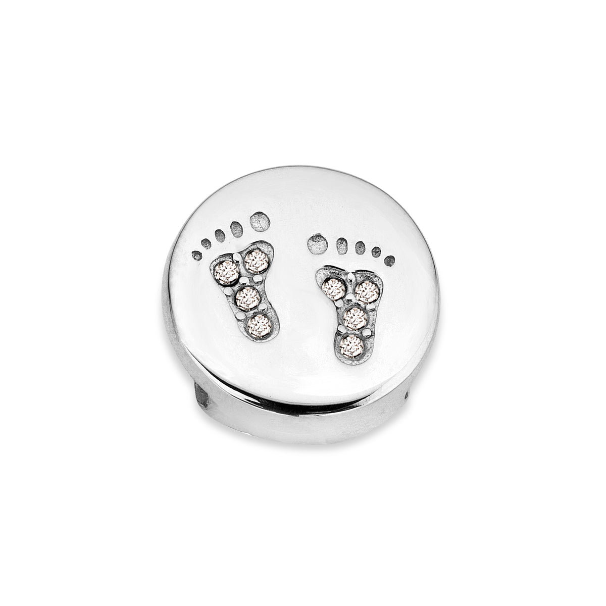 Mesh charm baby feet silver - Stainless steel