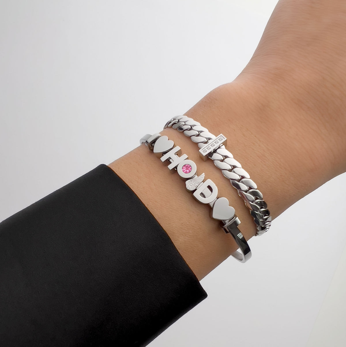 Letter bangle silver - Stainless steel
