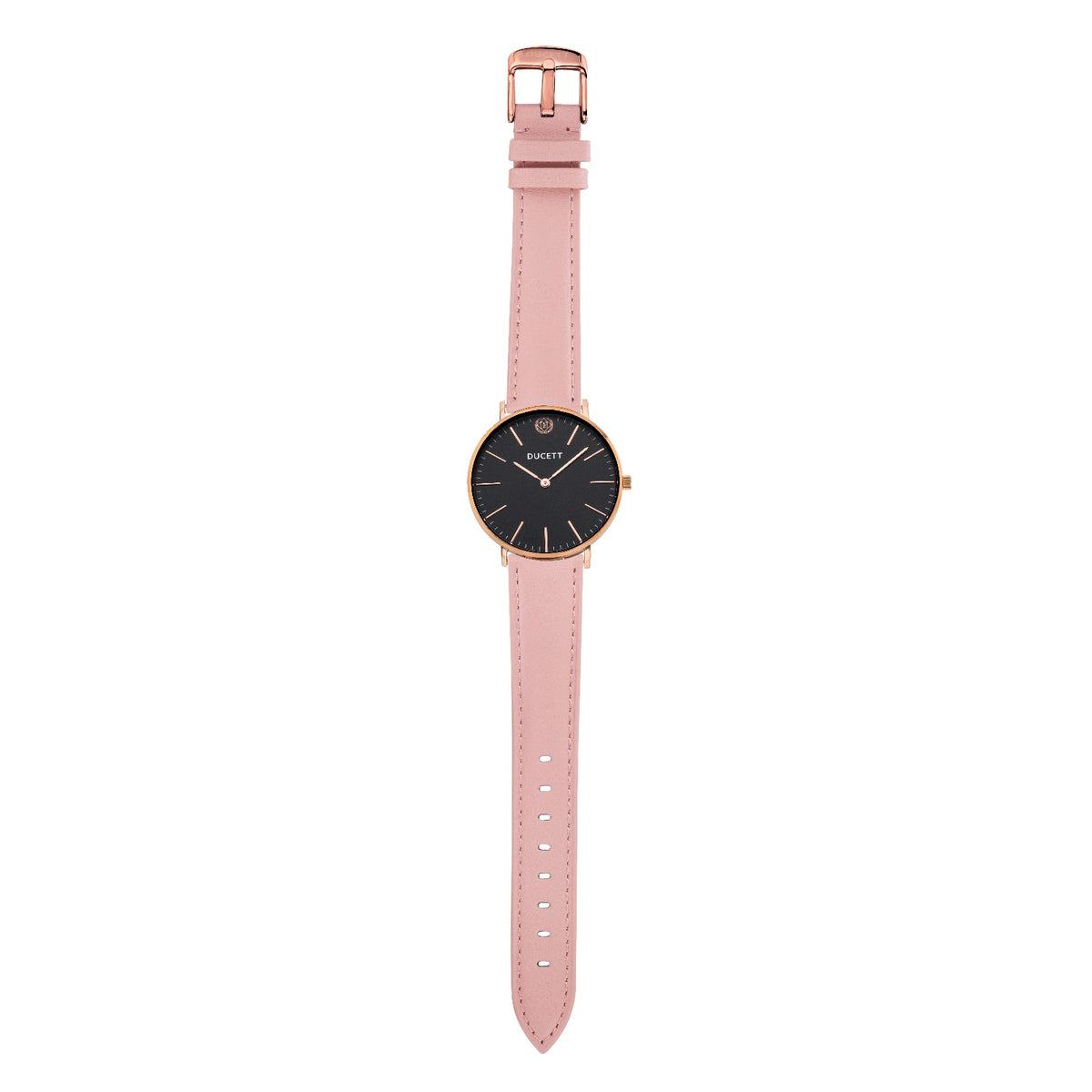 Pink leather strap rosé gold - Stainless steel
