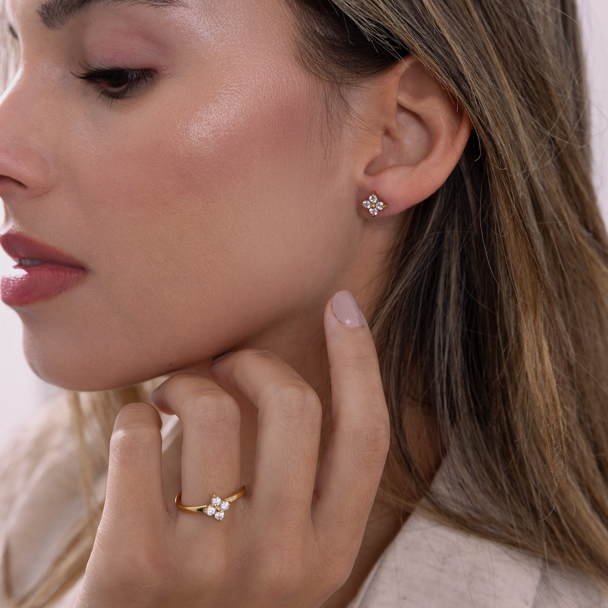 Mini blossom gold 18K set - Tarnish free