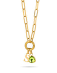 Letter & birthstone link chain gold