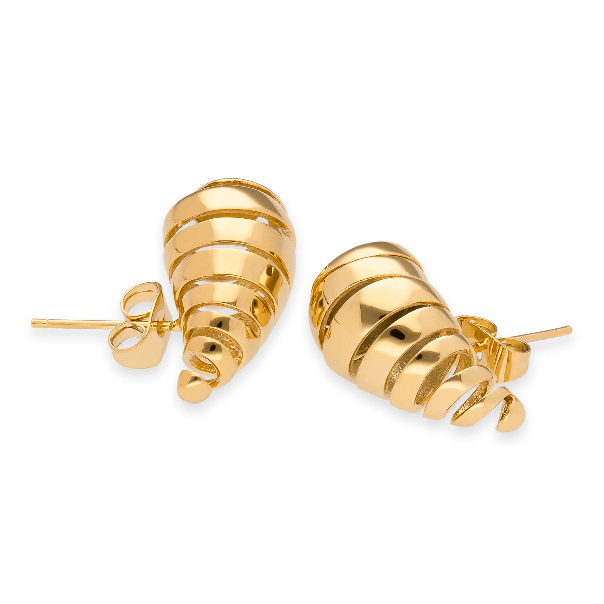 Curled drop earrings gold - Stainless steel