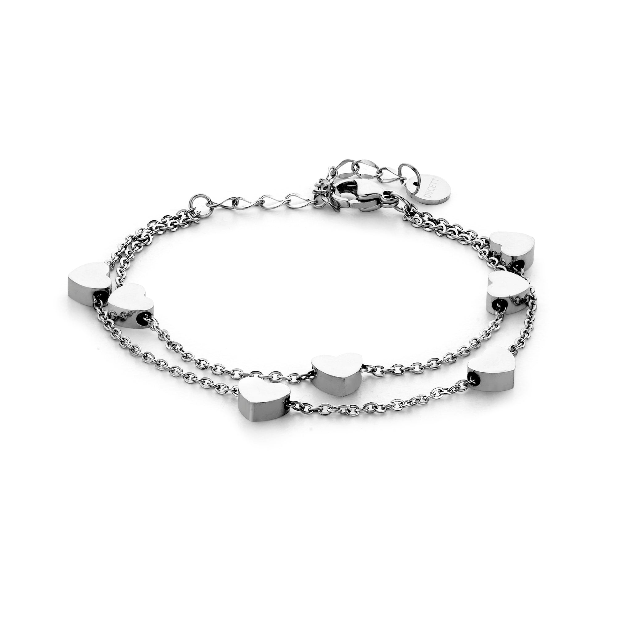 Double heart chain silver - Stainless steel