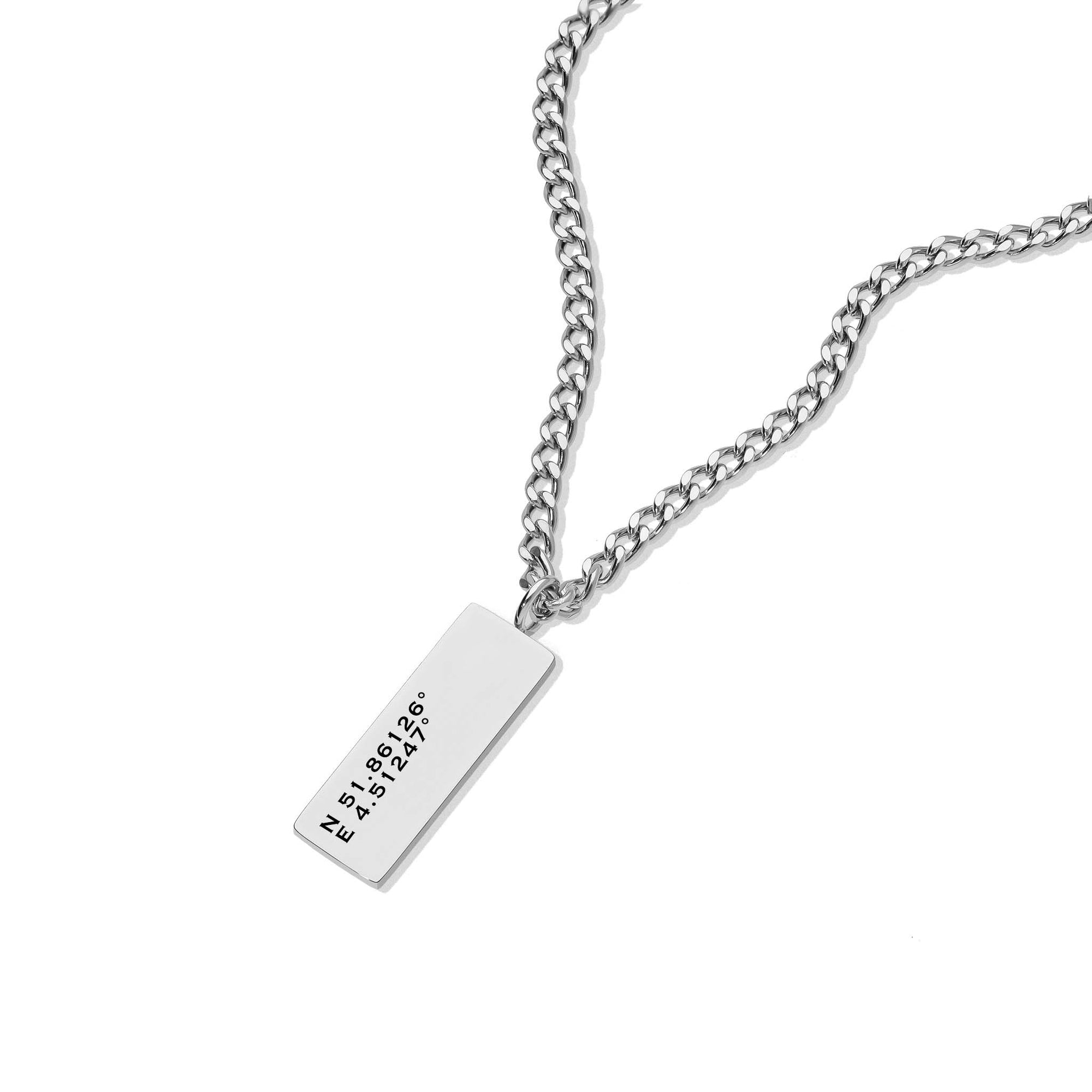Men necklace silver - Coordinates