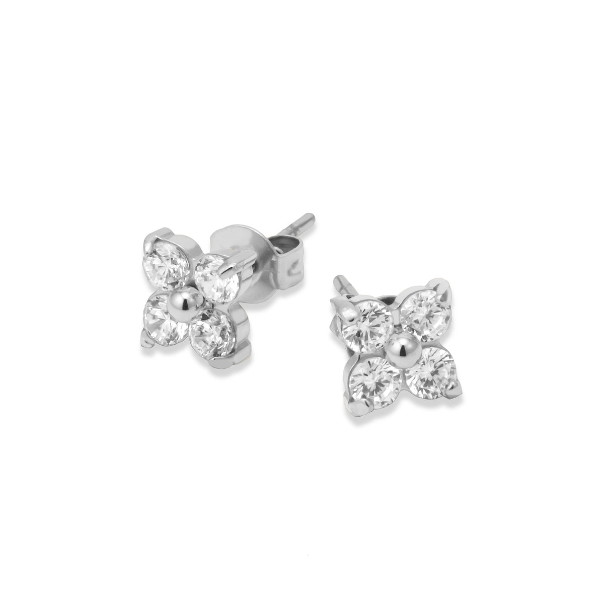 Mini blossom earrings silver - Stainless steel