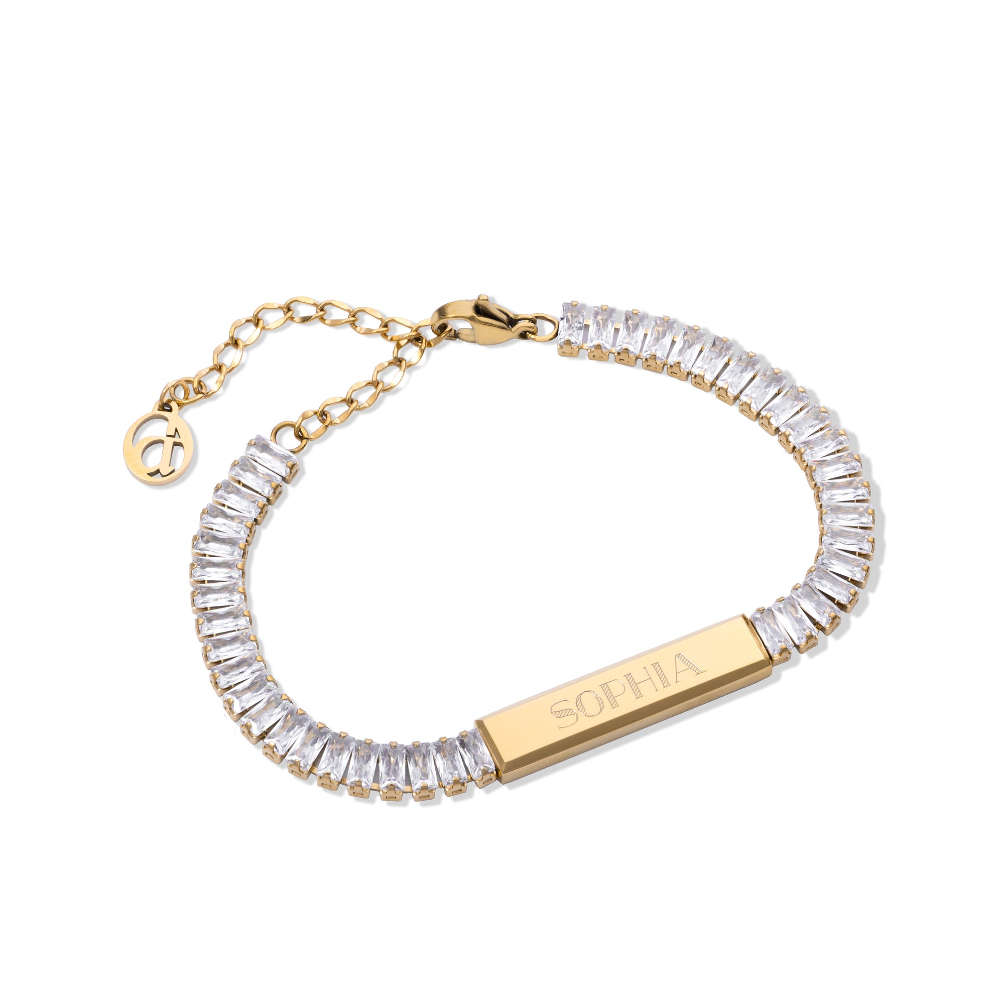 Tennis glow name bracelet gold