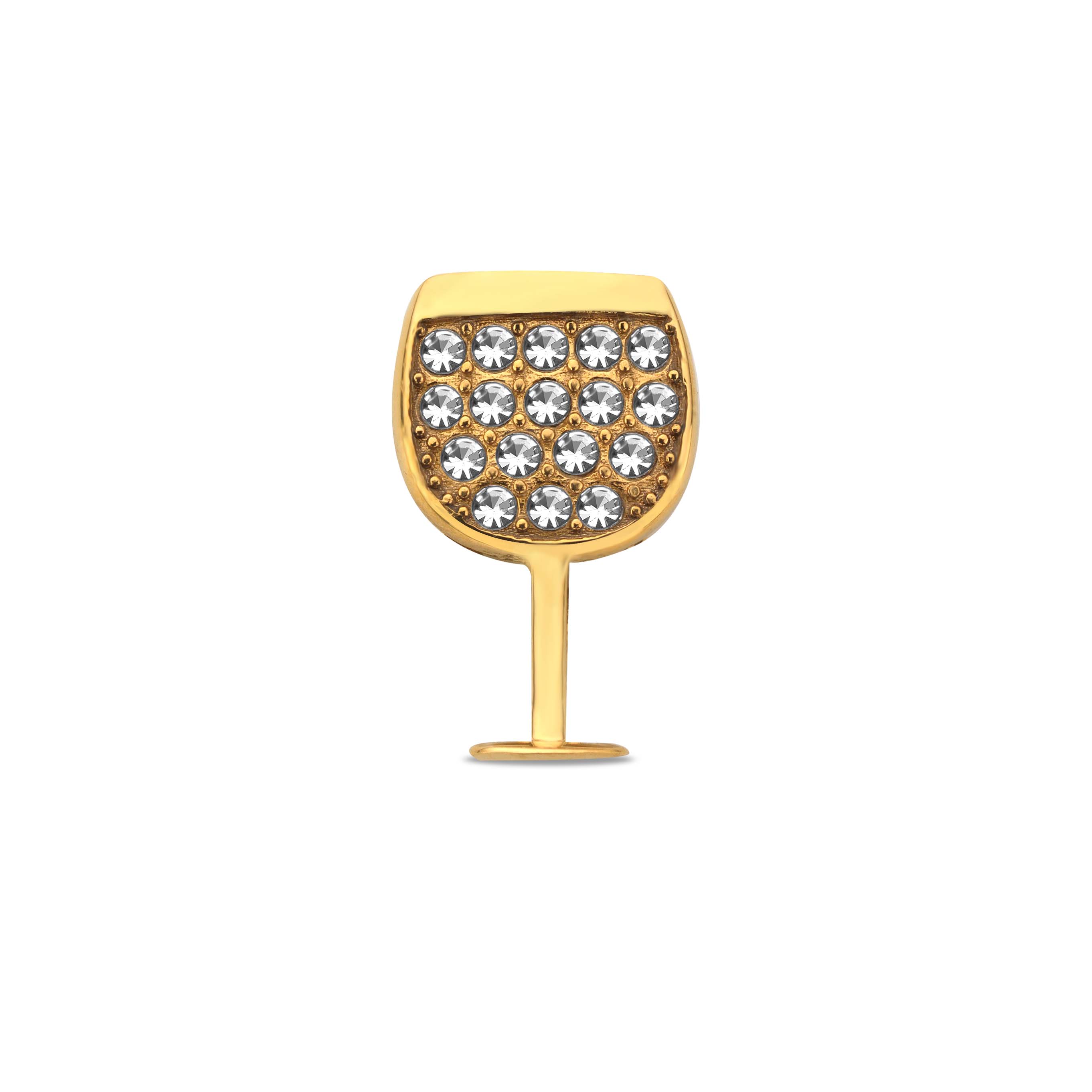 Mesh charm wijnglas goud