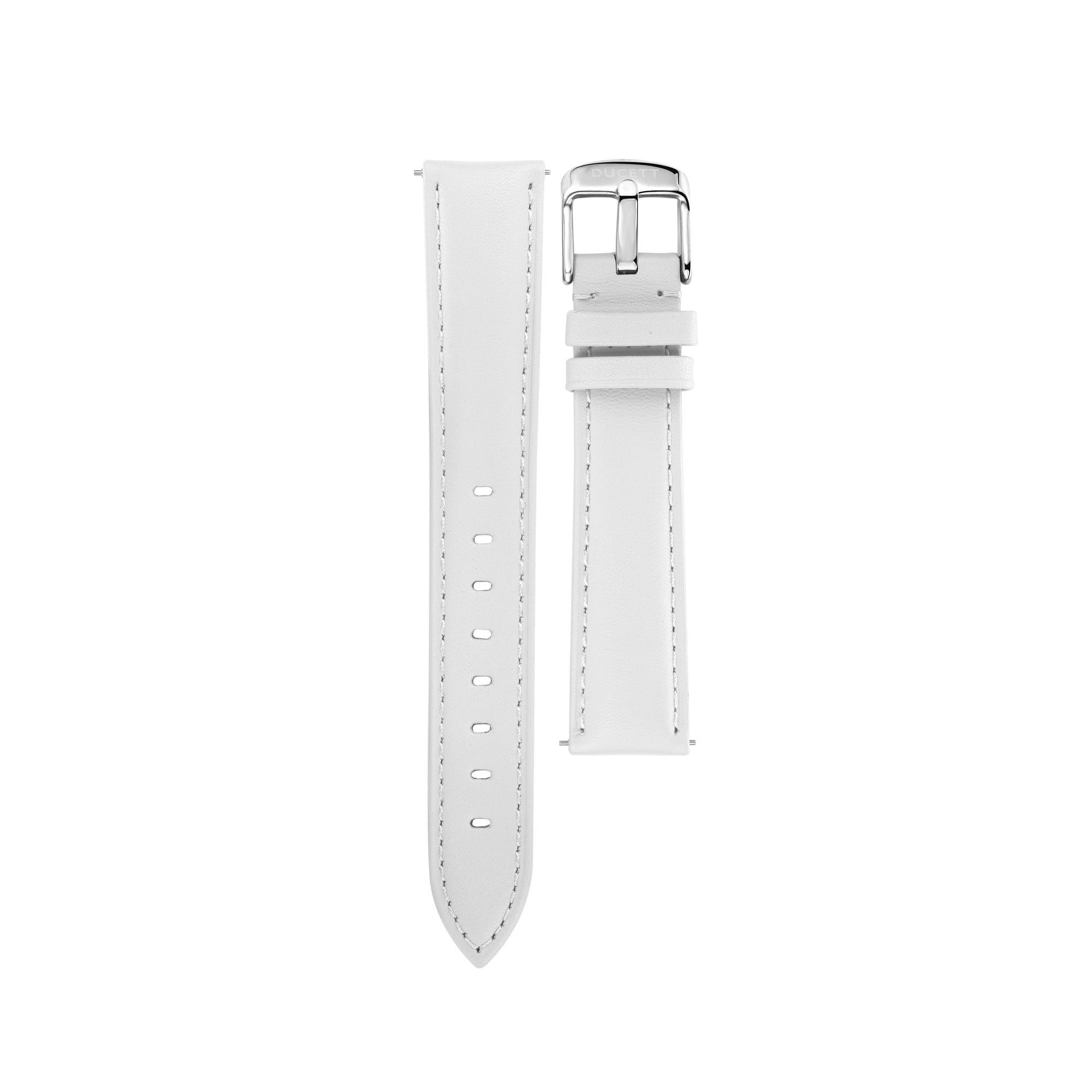 White leather strap silver - Adjustable