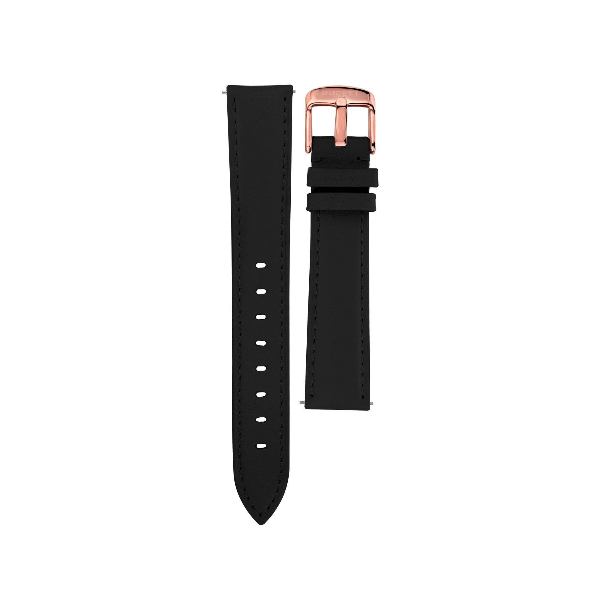 Black leather strap rosé gold - Adjustable